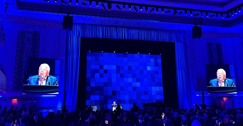 Robert Kraft’s Blue Square gala pulls in $32 million as NYC’s Waldorf glows blue